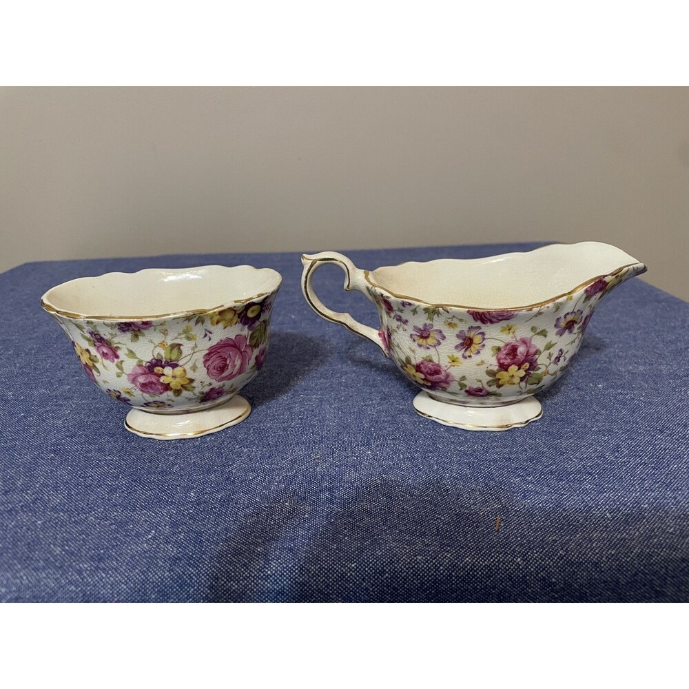 Vintage James Kent Ltd Longton Rapture Pattern #3007 Creamer And Sugar Bowl - Picture 2 of 11
